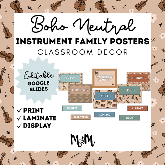 Boho Neutral: Instrument Families Posters DIGITAL DOWNLOAD