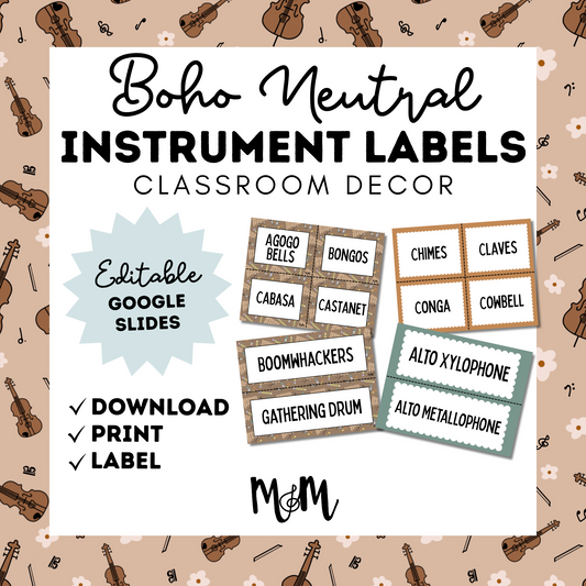 Boho Neutral: Instrument Labels DIGITAL DOWNLOAD