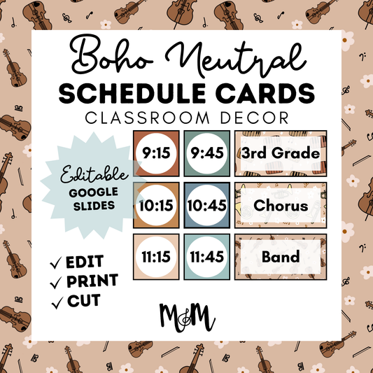 Boho Neutral: Pocket Chart Schedule Cards DIGITAL DOWNLOAD