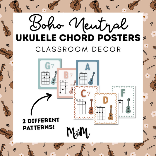 Boho Neutral: Ukulele Chord Posters DIGITAL DOWNLOAD
