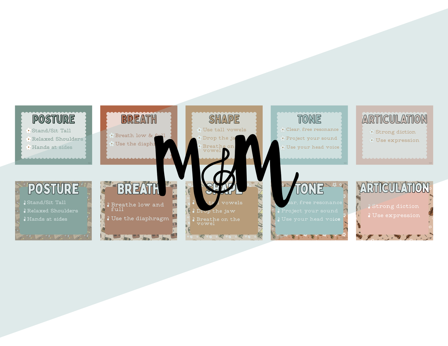 Boho Neutral: Vocal Technique Posters | Music Classroom Decor