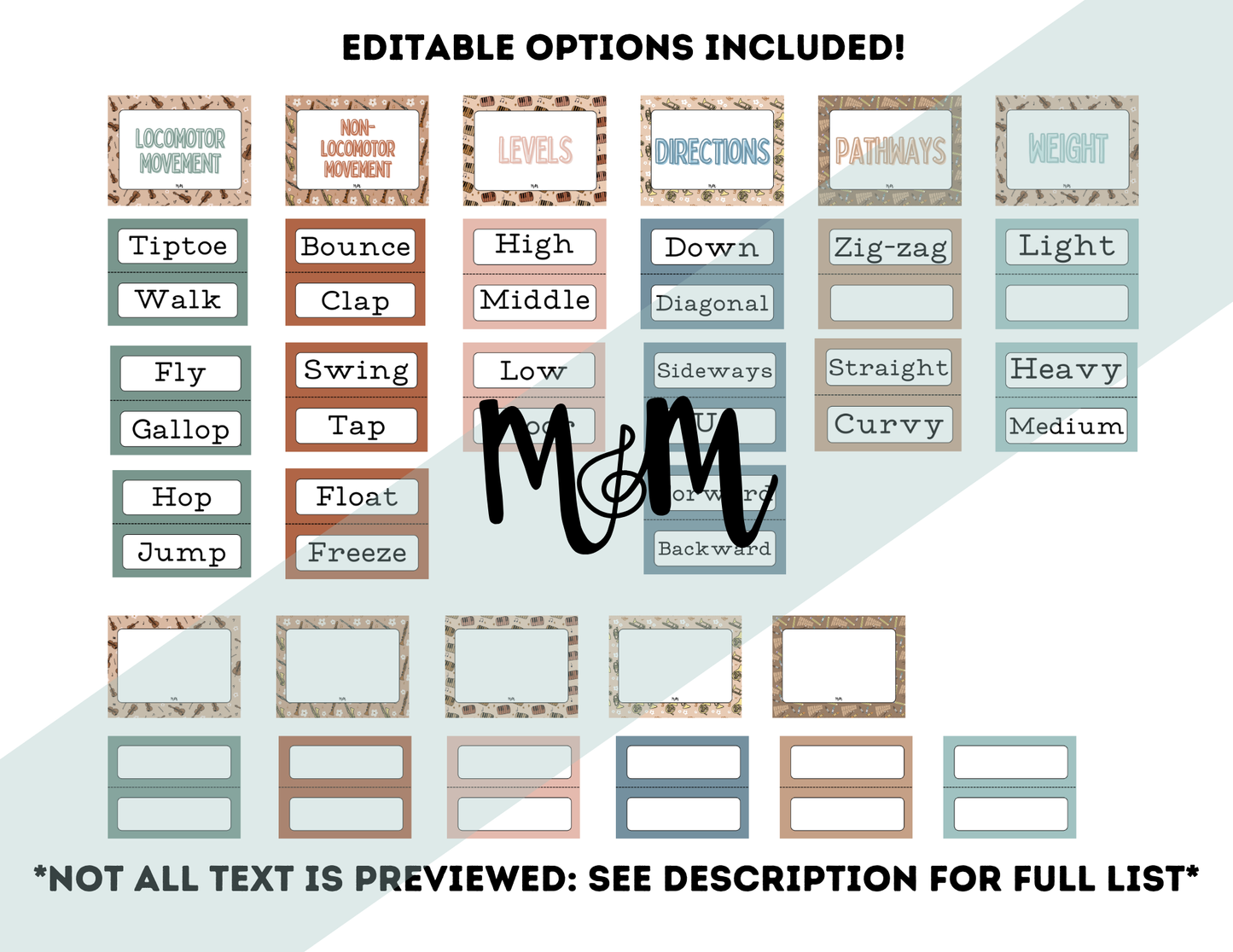 Boho Neutral: Movement Word Wall Cards DIGITAL DOWNLOAD