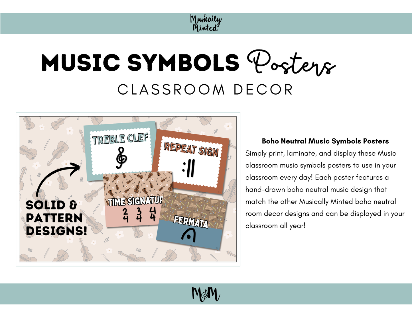 Boho Neutral: Music Symbols Posters DIGITAL DOWNLOAD