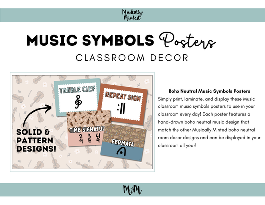 Boho Neutral: Music Symbols Posters DIGITAL DOWNLOAD