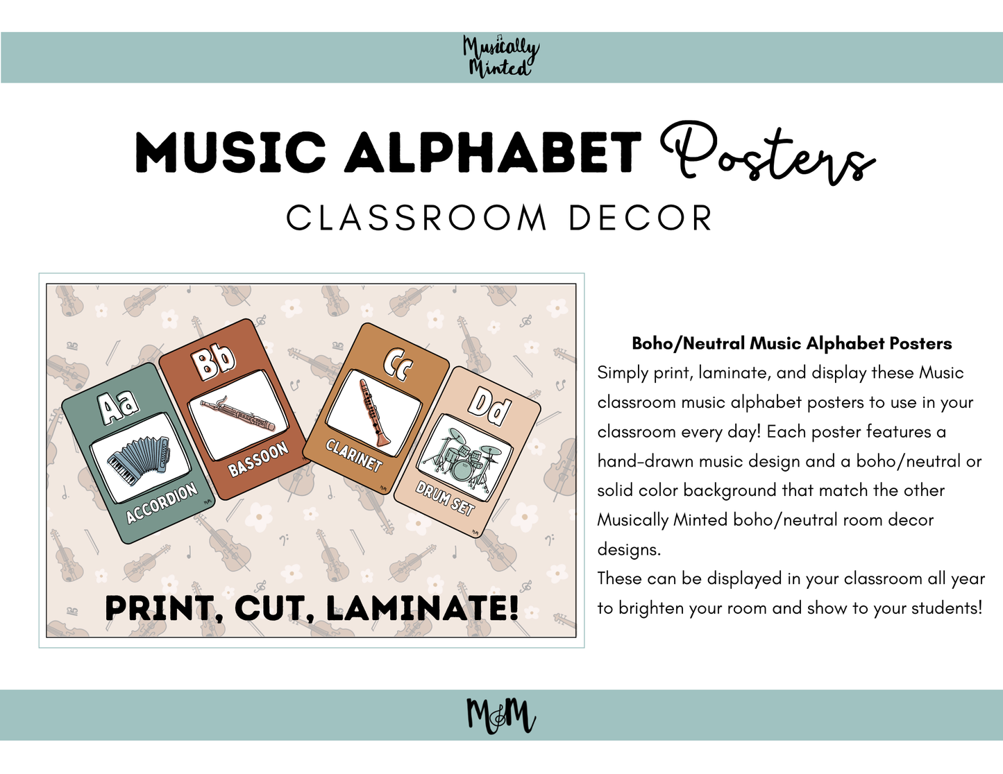 Boho Neutral: Music Alphabet DIGITAL DOWNLOAD