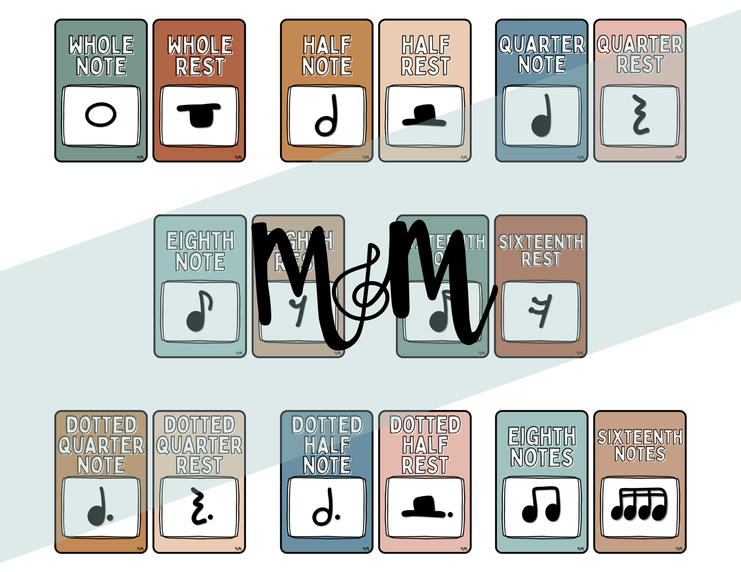 Boho Neutral: Note Values Posters DIGITAL DOWNLOAD