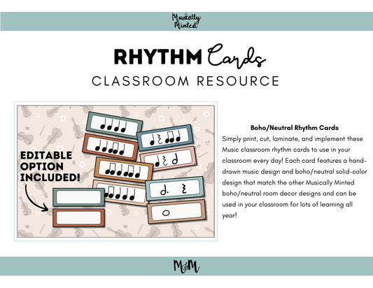 Boho Neutral: Rhythm Cards DIGITAL DOWNLOAD