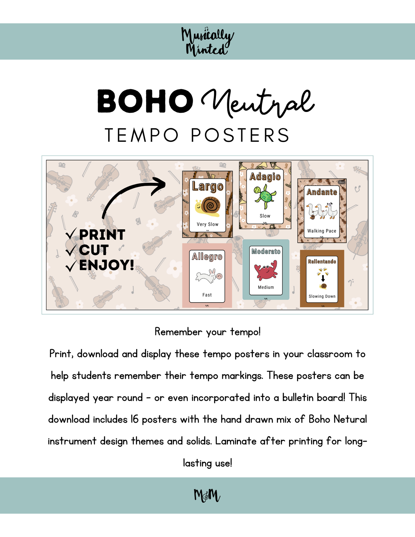 Boho Neutral: Tempo Posters DIGITAL DOWNLOAD
