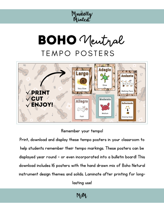 Boho Neutral: Tempo Posters DIGITAL DOWNLOAD
