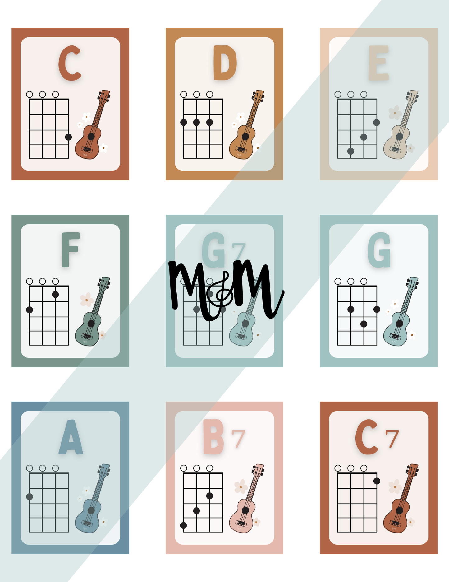 Boho Neutral: Ukulele Chord Posters DIGITAL DOWNLOAD