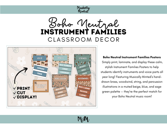 Boho Neutral: Instrument Families Posters DIGITAL DOWNLOAD
