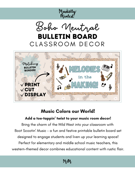 Boho Neutral: Bulletin Board DIGITAL DOWNLOAD
