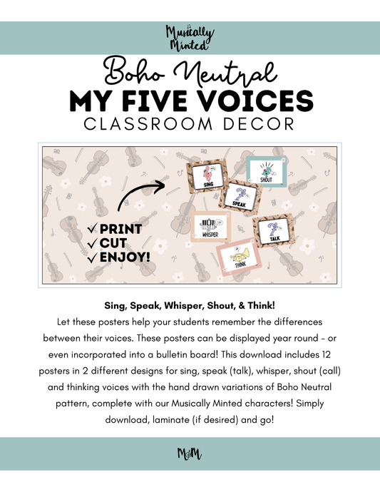 Boho Neutral: Five Voices Posters DIGITAL DOWNLOAD