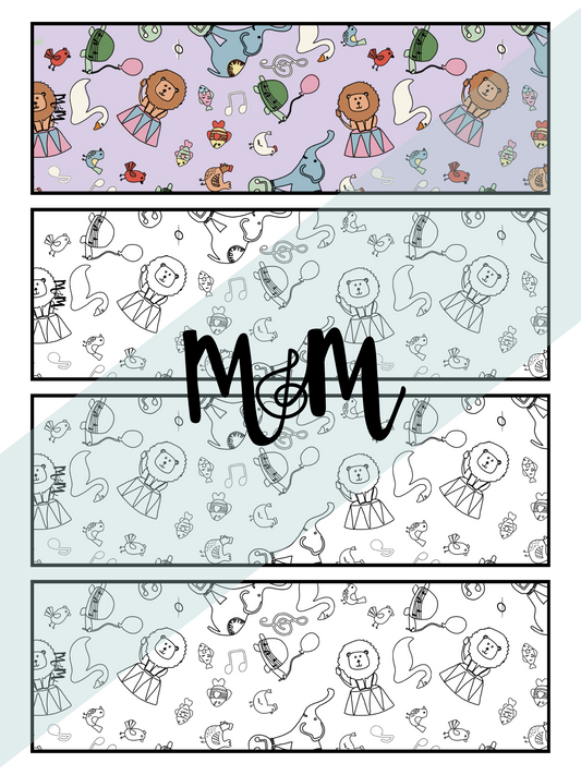 Design with cartoon characters and the word with the Musically Minted logo on a light blue background