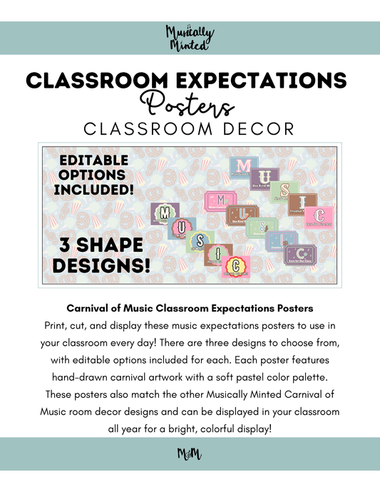 Carnival of Music: Music Classroom Expectations Posters | Printable Decor