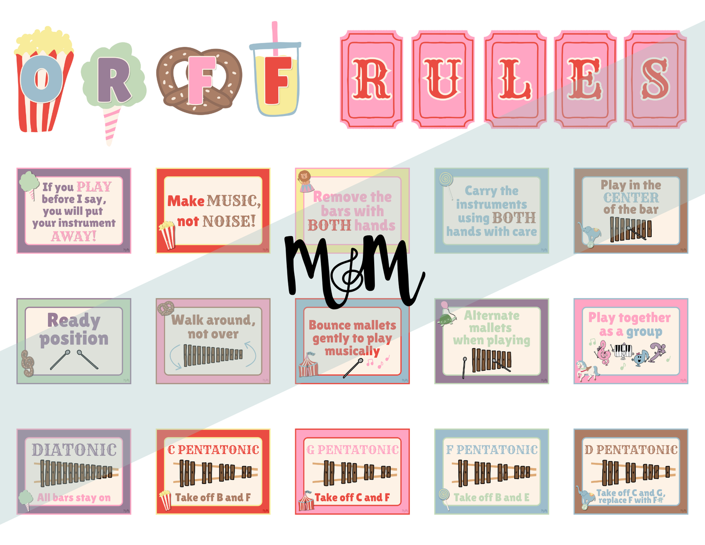 Carnival of Music: Orff Rules & Expectations Posters | Music Room Decor