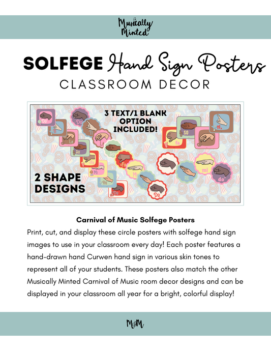 Carnival of Music: Solfege Hand Sign Posters | Music Classroom Decor