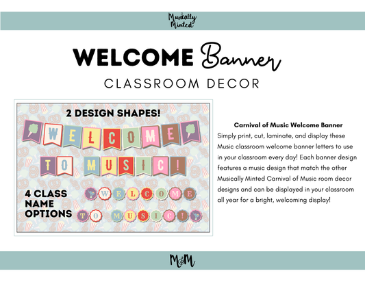 Carnival of Music: Welcome Banner | Music Classroom Decor