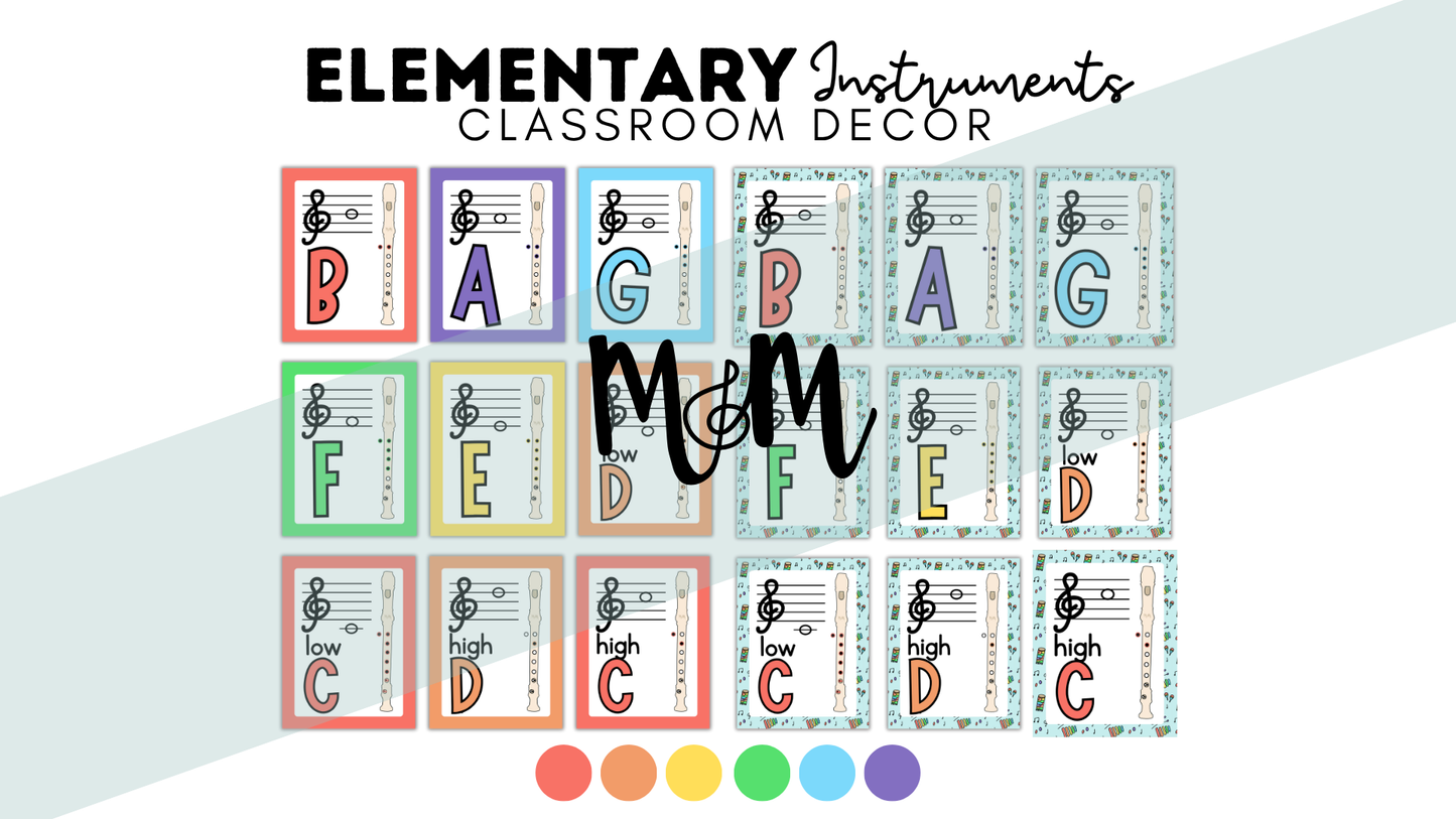 Elementary Instruments: Recorder Fingering Posters DIGITAL DOWNLOAD