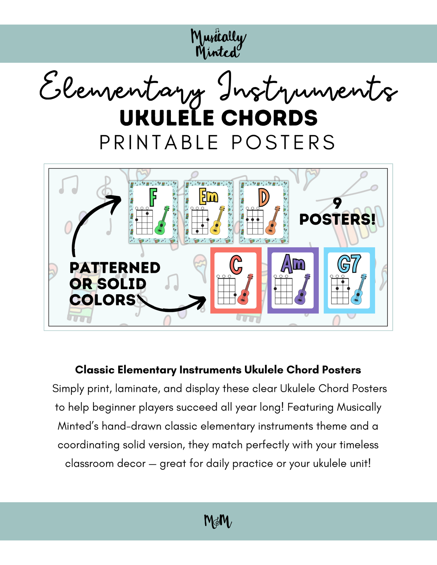 Elementary Instruments: Ukulele Chord Posters DIGITAL DOWNLOAD