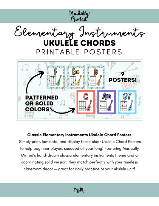 Elementary Instruments: Ukulele Chord Posters DIGITAL DOWNLOAD