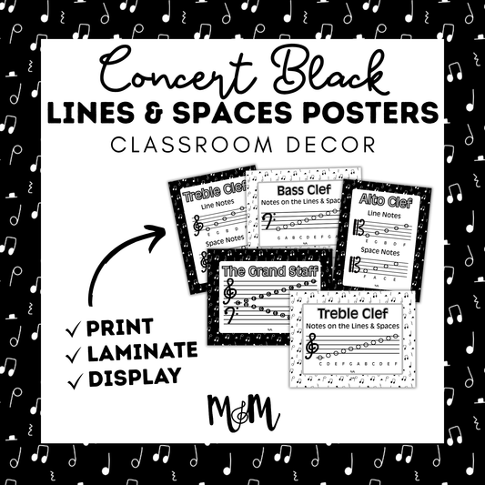 Concert Black: Lines & Spaces Posters DIGITAL DOWNLOAD