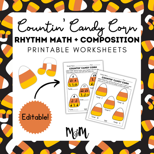Countin' Candy Corn: Rhythm Math Worksheet | Music Class Printable Activity DIGITAL DOWNLOAD