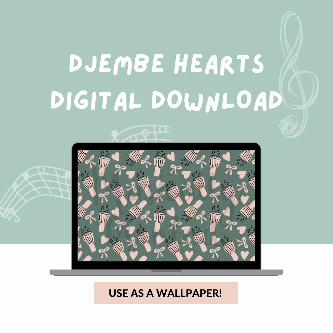 Djembe Hearts Wallpaper DIGITAL DOWNLOAD