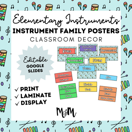 Elementary Instruments: Instrument Families Posters DIGITAL DOWNLOAD