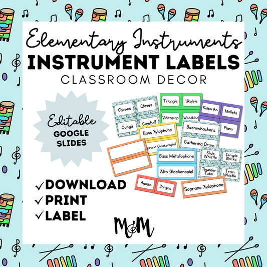 Elementary Instruments: Instrument Labels DIGITAL DOWNLOAD
