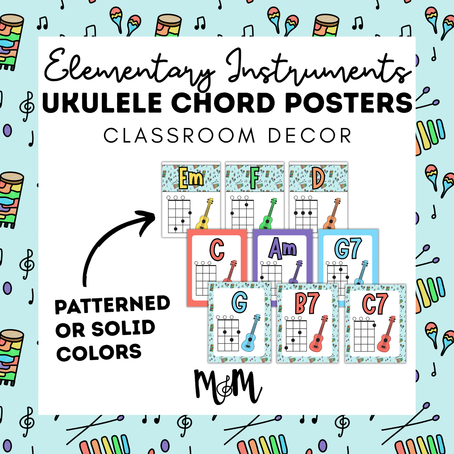 Elementary Instruments: Ukulele Chord Posters DIGITAL DOWNLOAD