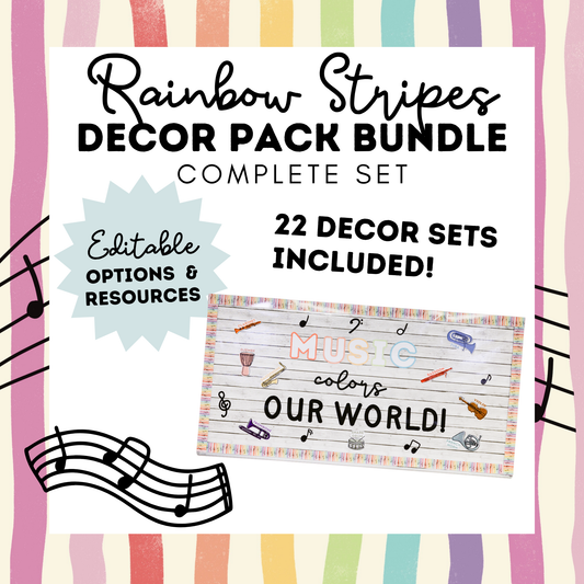 Rainbow Stripes COMPLETE Decor Bundle *DIGITAL DOWNLOAD*