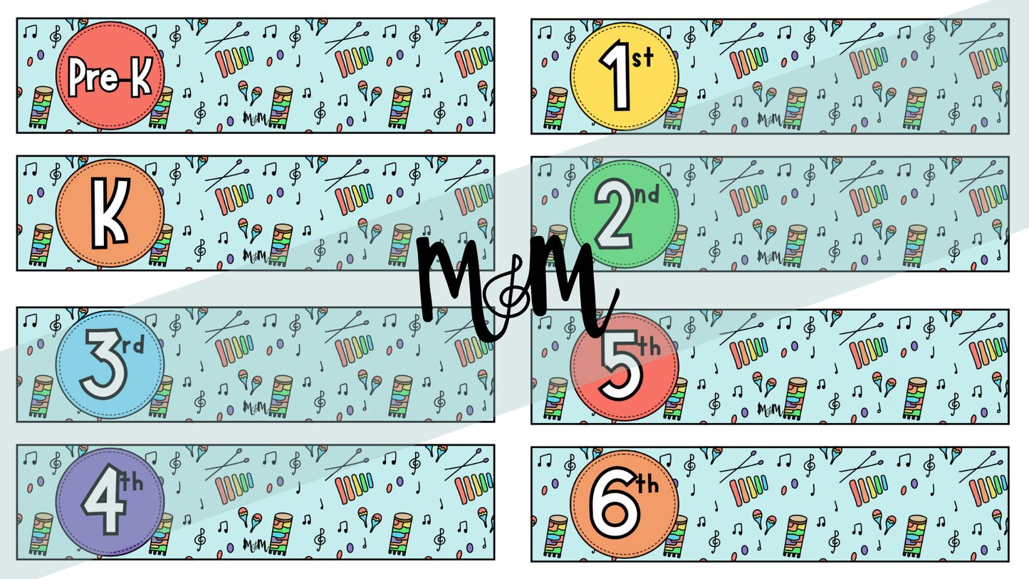 Elementary Instruments: Grade Level Labels DIGITAL DOWNLOAD