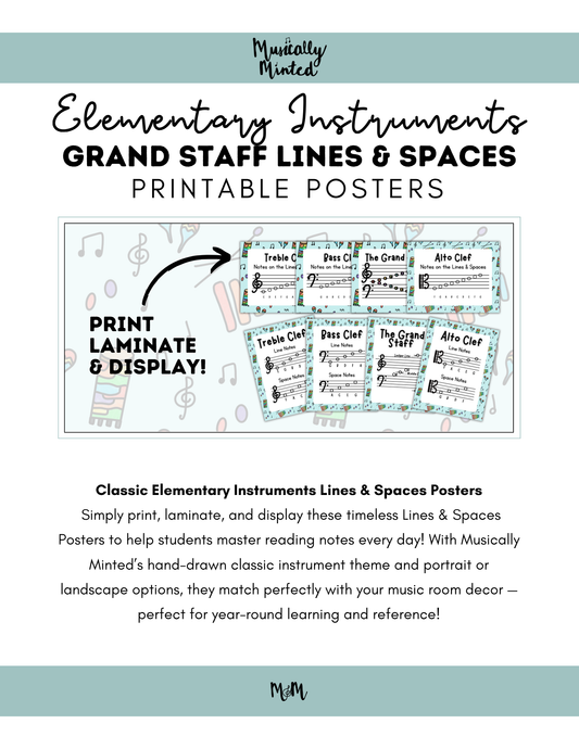 Elementary Instruments: Lines & Spaces Posters DIGITAL DOWNLOAD