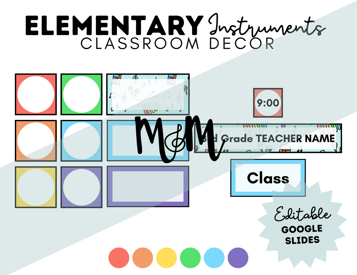Elementary Instruments: Pocket Chart Schedule Cards DIGITAL DOWNLOAD