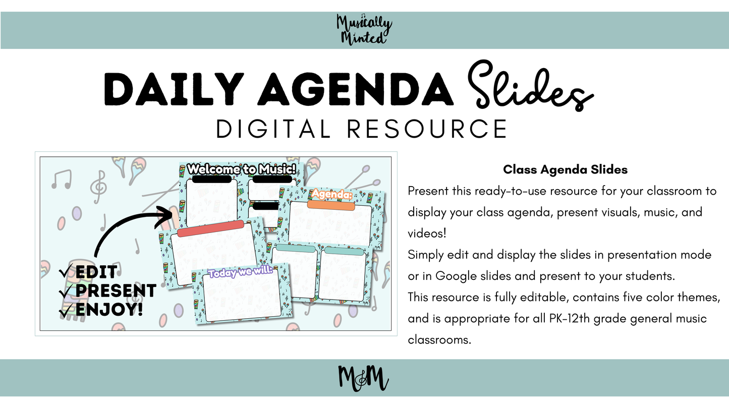 Elementary Instruments: Agenda Slides DIGITAL DOWNLOAD