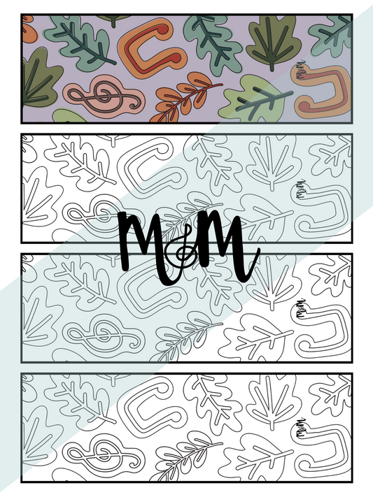 Fall Leaves and Music Please: Music Bookmarks | Printable Coloring Activity DIGITAL DOWNLOAD