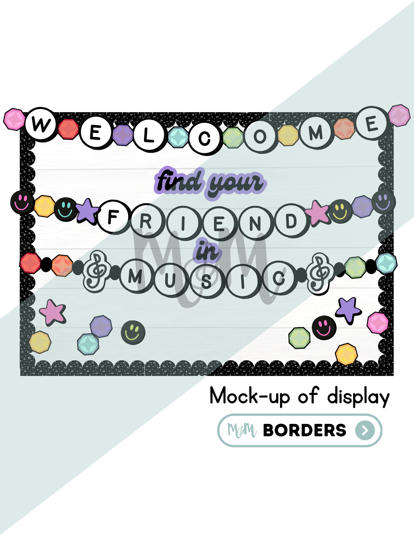 Find Your Friend in Music Bulletin Board | Friendship Bracelet Decor Set DIGITAL DOWNLOAD