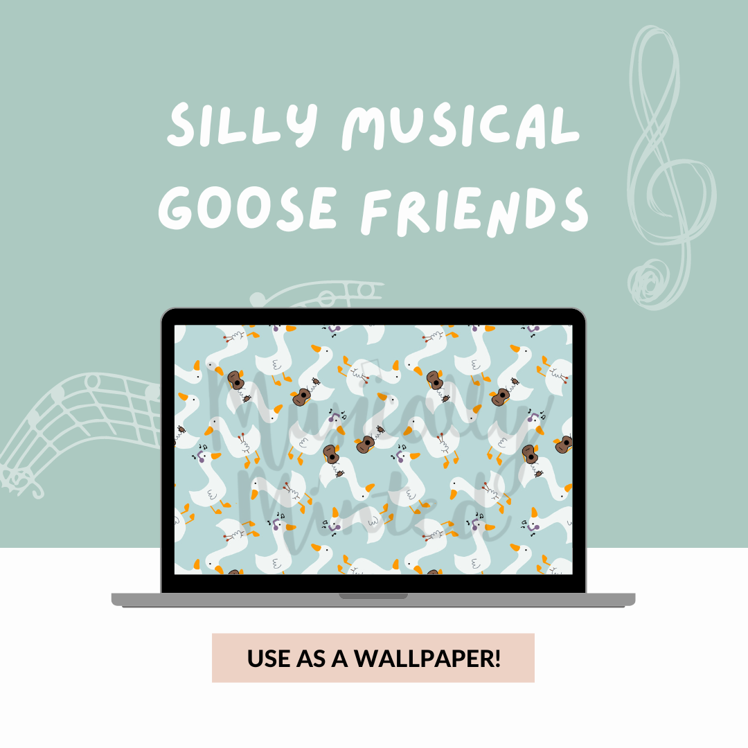 Silly Musical Goose Friends Wallpaper DIGITAL DOWNLOAD
