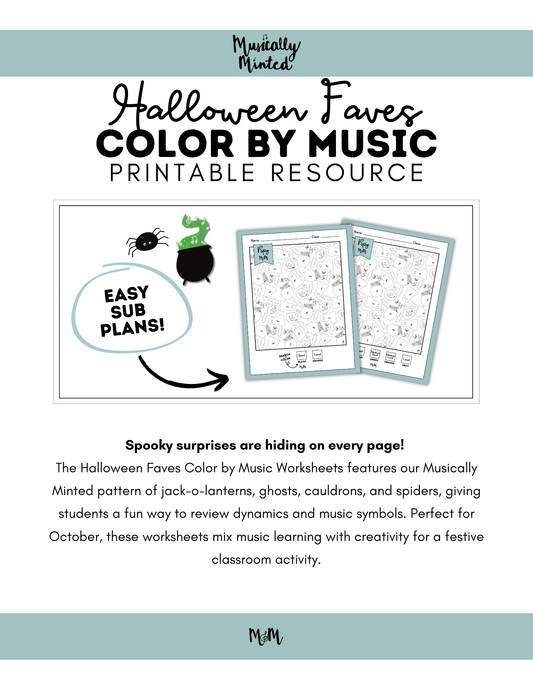 Halloween Faves: Color by Music | iSpy Dynamics Coloring Page DIGITAL DOWNLOAD
