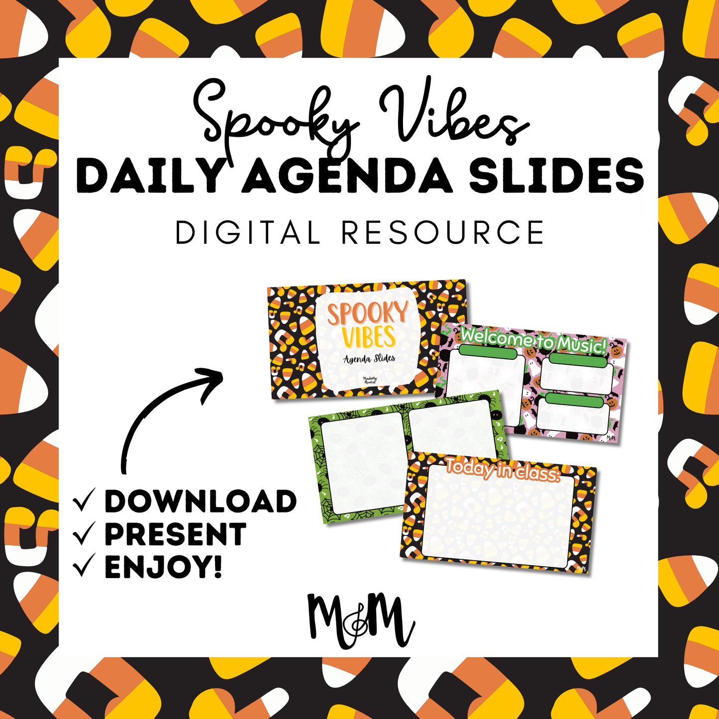 Halloween Theme Daily Agenda Slides | Editable Google Slides | Spooky Vibes DIGITAL DOWNLOAD
