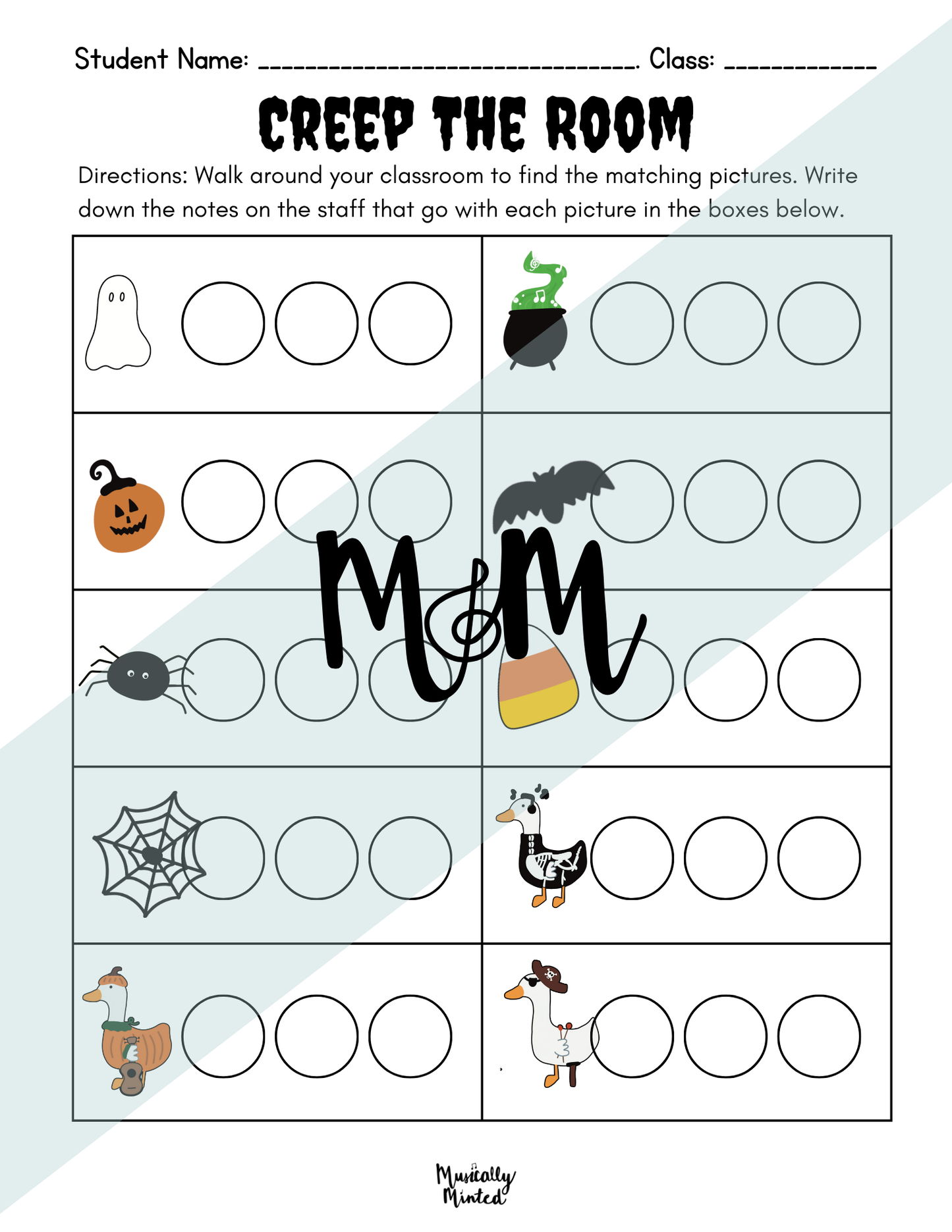 Halloween: Creep the Room | Treble Clef | Printable Music Activity DIGITAL DOWNLOAD