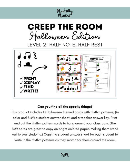 Halloween: Creep the Room | Rhythm Level 2 | Write the Room Music Activity DIGITAL DOWNLOAD