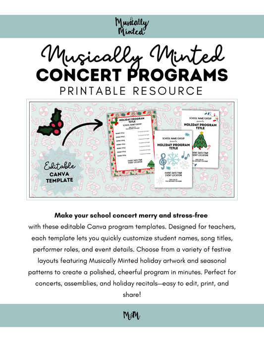 Holiday & Winter Concert Program Templates | Editable Canva Template DIGITAL DOWNLOAD