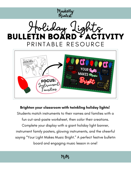 Holiday Lights | Interactive Bulletin Board and Instrument Family Activity | DIGITAL DOWNLOAD