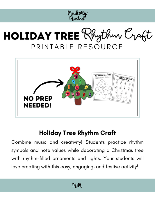 Holiday Tree Rhythm Craft | Holiday Music Classroom Activity DIGITAL DOWNLOAD