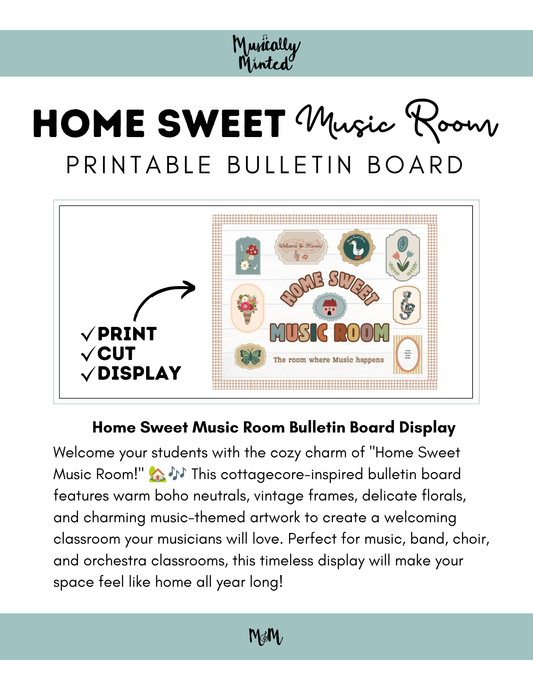 Home Sweet Music Room Bulletin Board Display Set | Cottage-core Music Classroom Decor DIGITAL DOWNLOAD