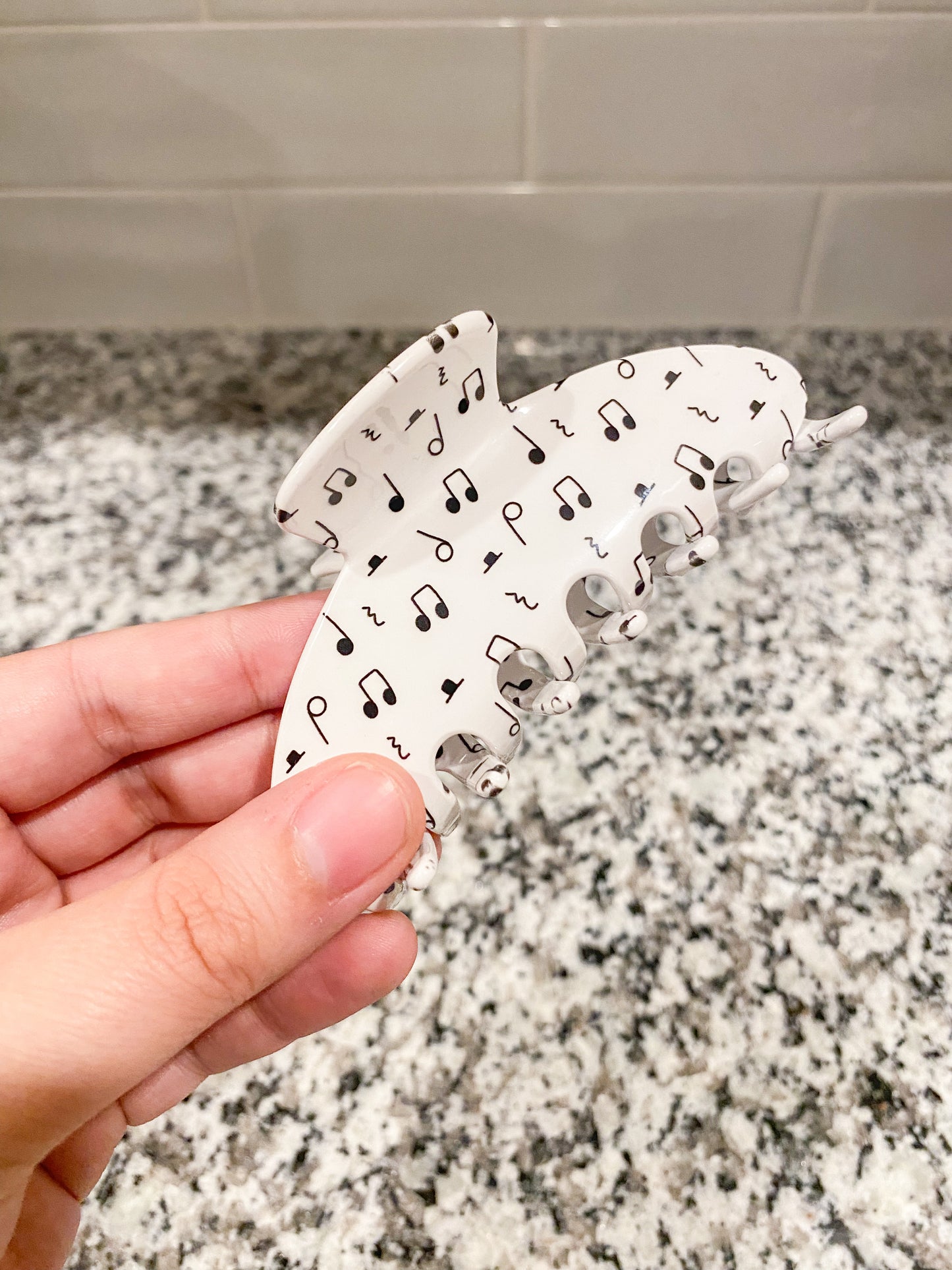 Ghostly White Music Note Claw Clip