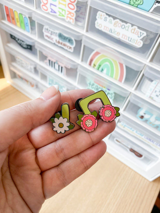 Floral Note Enamel Pins Set