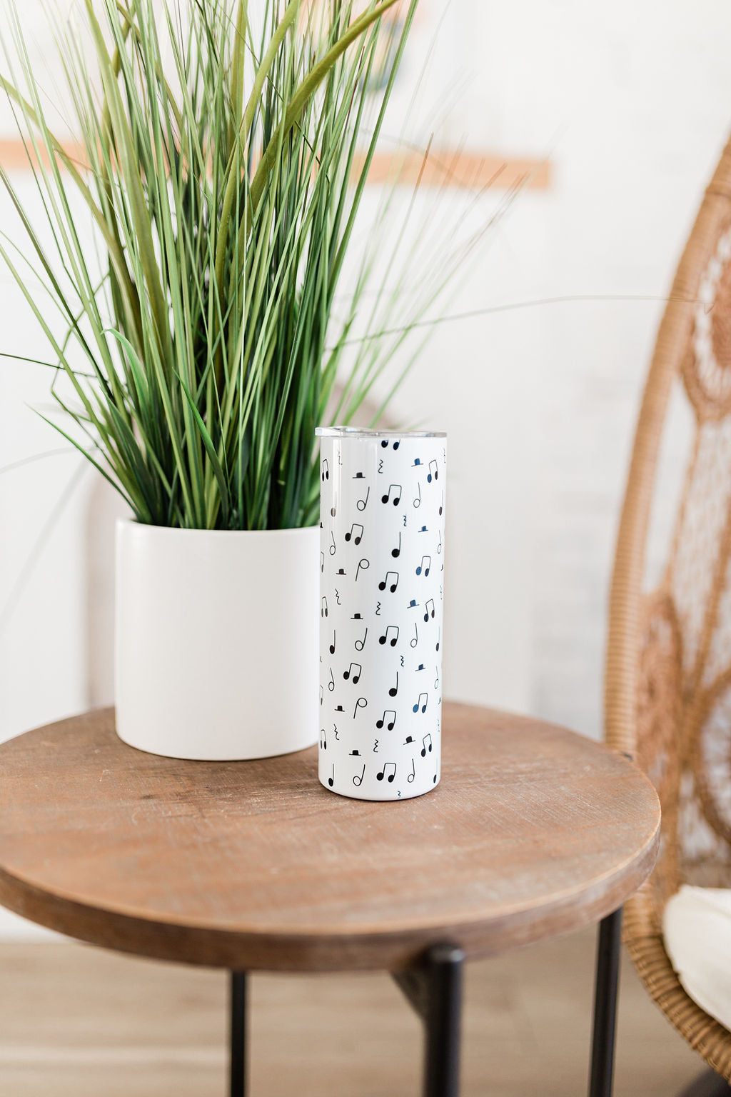 Black and White Music Note Skinny Tumbler